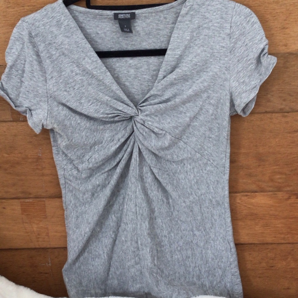 Kenneth Cole Reaction Light Gray Ruched Blouse XS/S